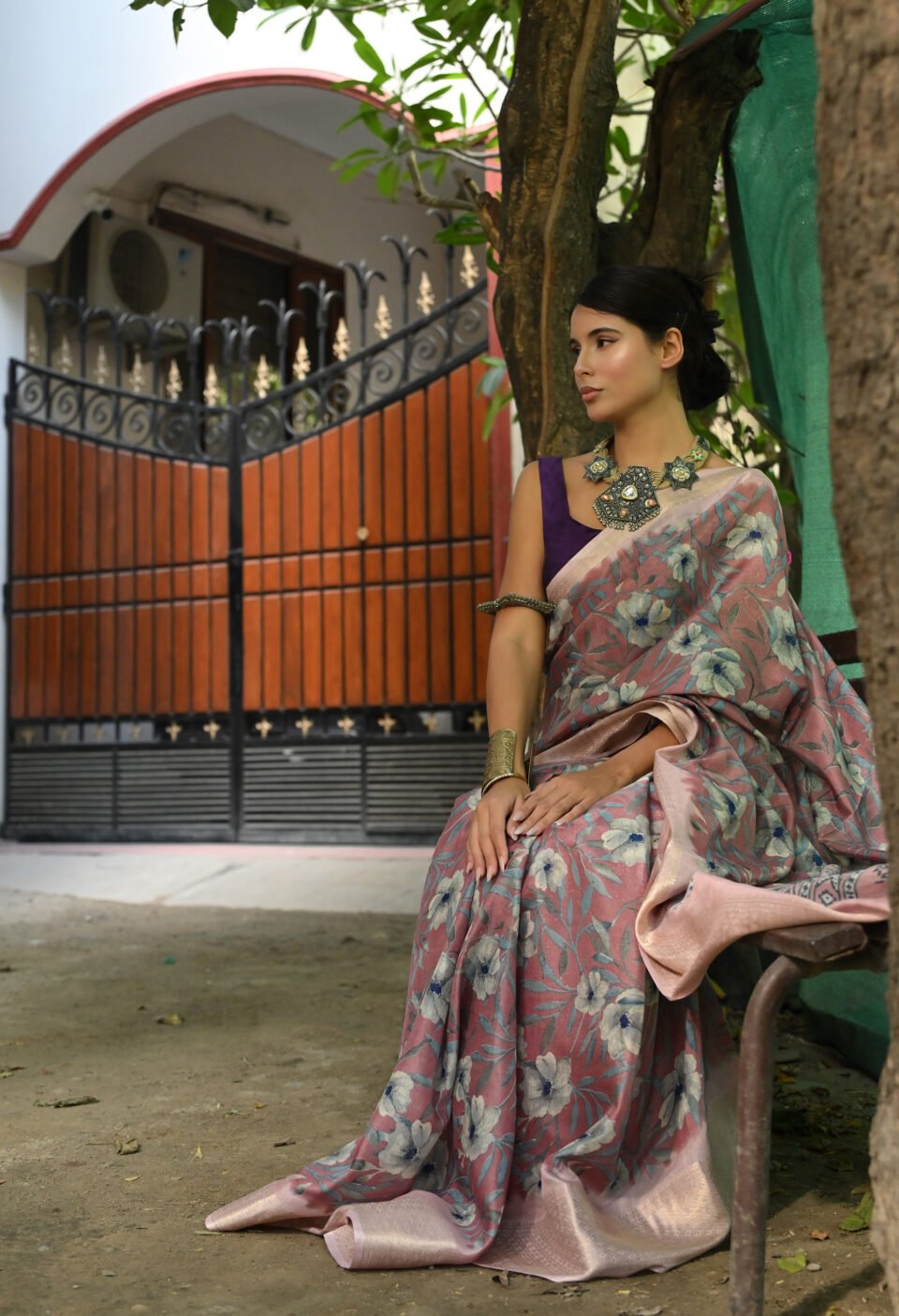 The "Cottagecore Desi" Floral Saree