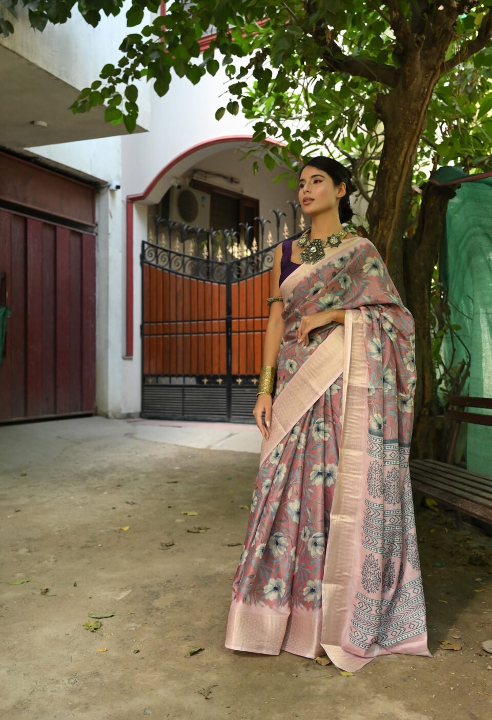 The "Cottagecore Desi" Floral Saree Alternate