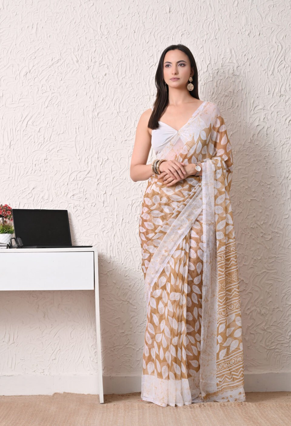 The "Vanilla Cream" Mustard Leaf Saree Alternate
