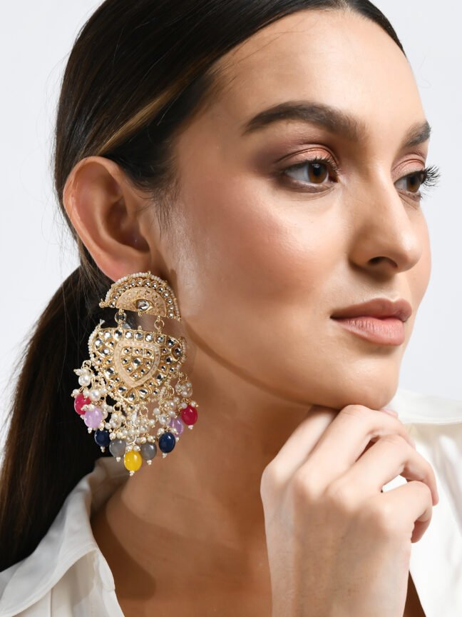 Gold-Plated Multi-Color Pastel Chandelier Earrings