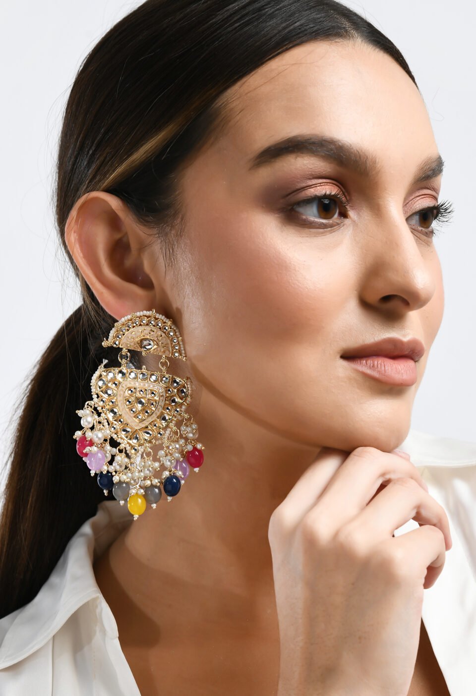 Gold-Plated Multi-Color Pastel Chandelier Earrings