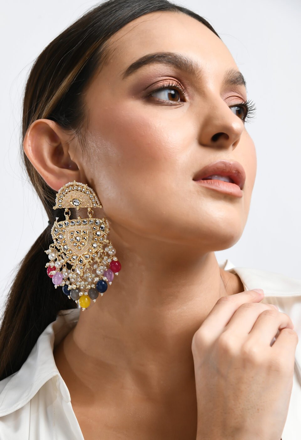 Gold-Plated Multi-Color Pastel Chandelier Earrings Alternate