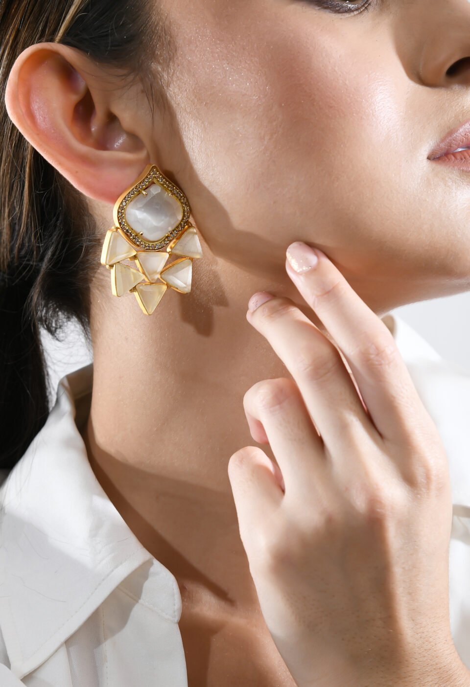 Gold-Plated Indie-Modernist Abstract Geometric Drop Studs Alternate