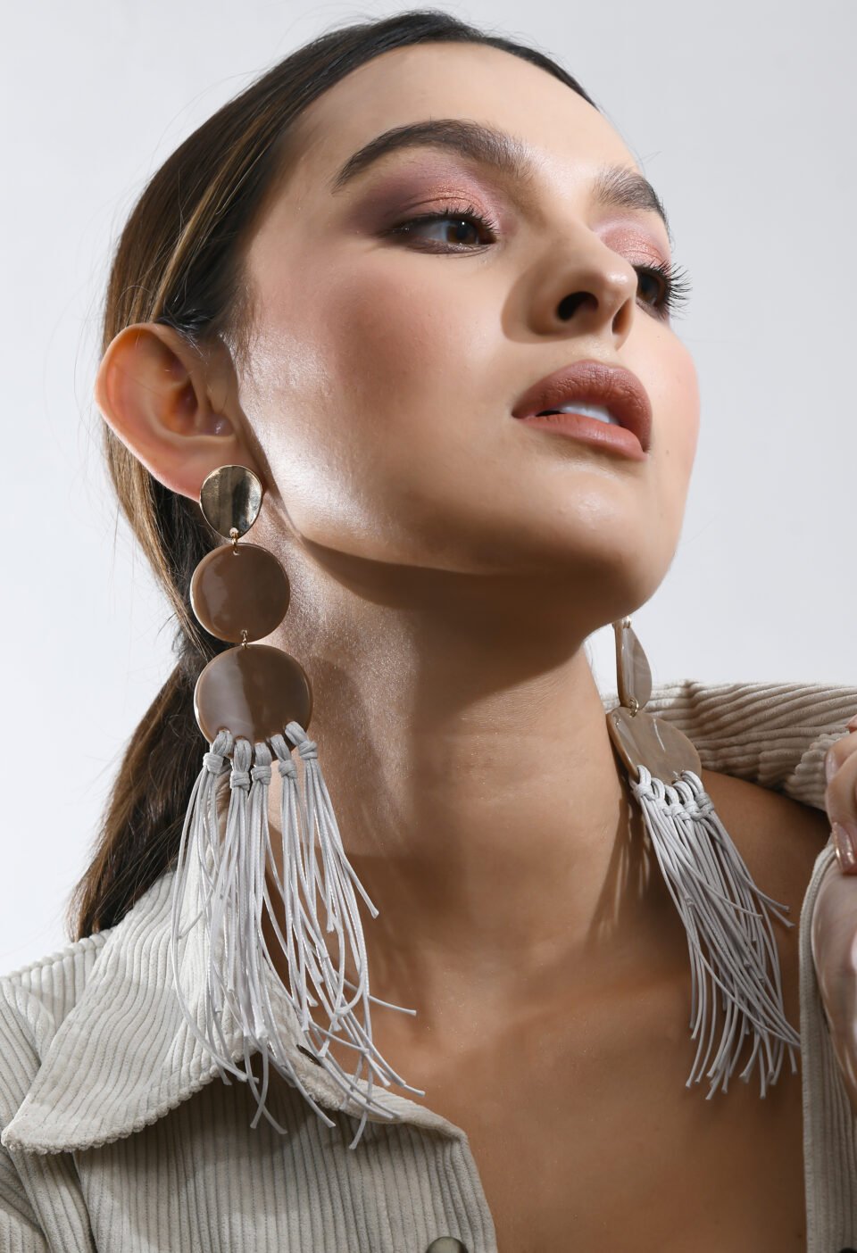 Three-Tier Circular Macrame Tassel Earrings