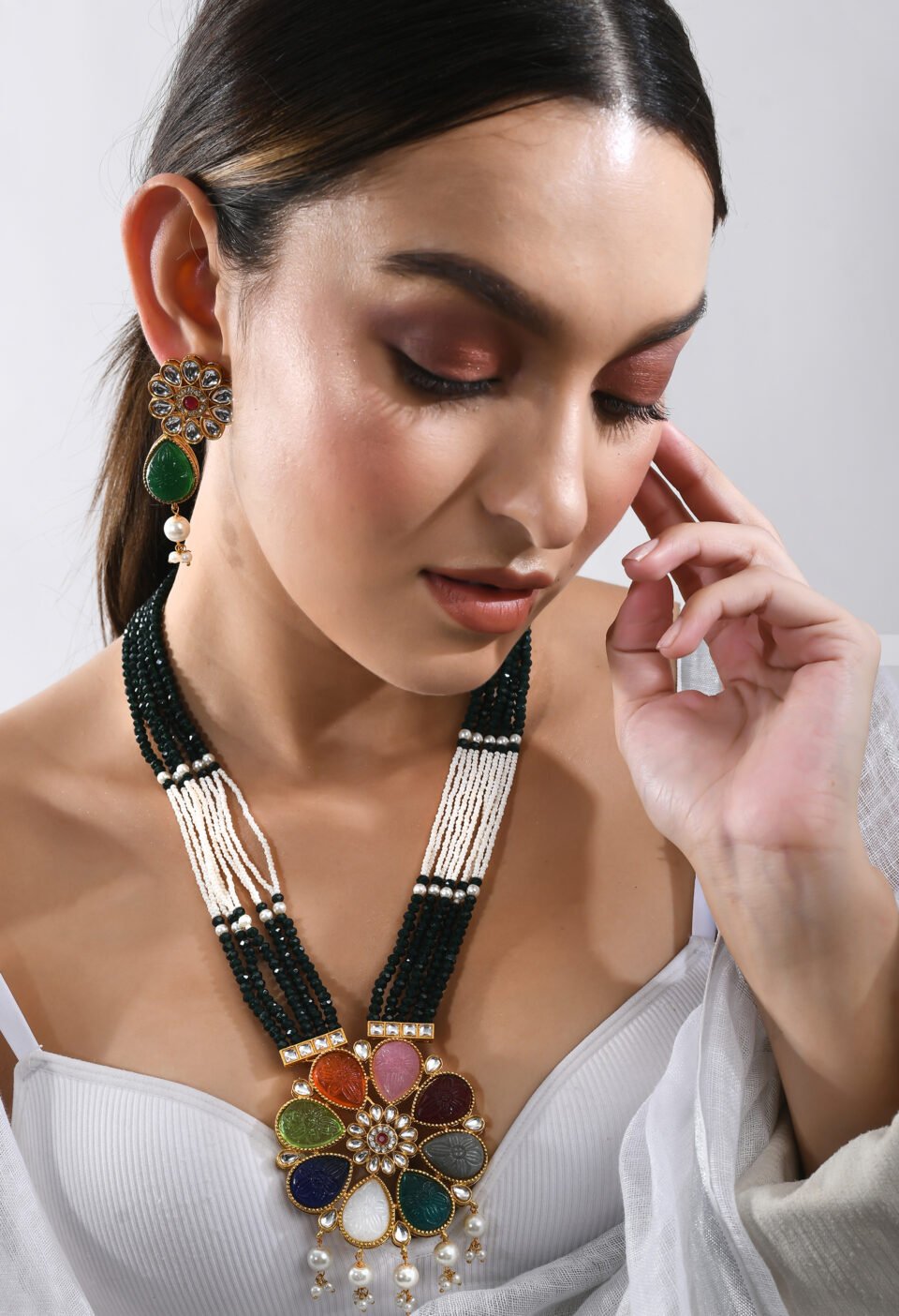 Teejh Annika Multi-colored Floral Necklace Set