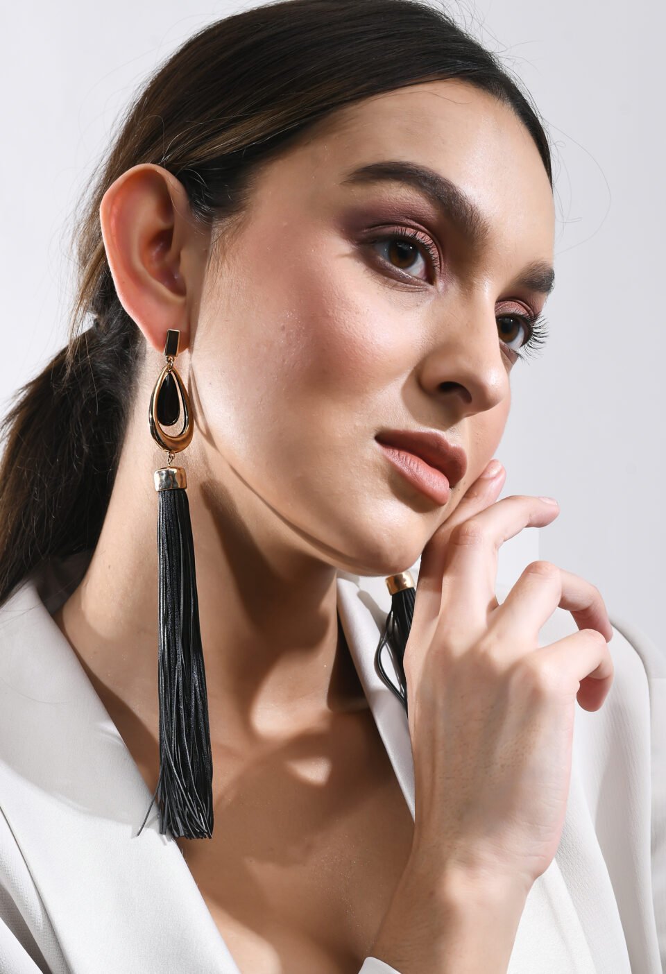 Vallari Black Tassel Earrings Alternate