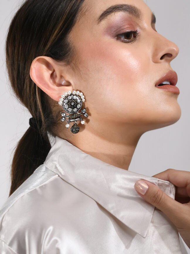 Moonlit Pearl Jhumki Studs