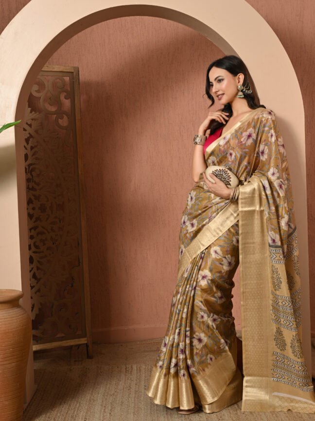 The "Main Character" Floral Chanderi Saree
