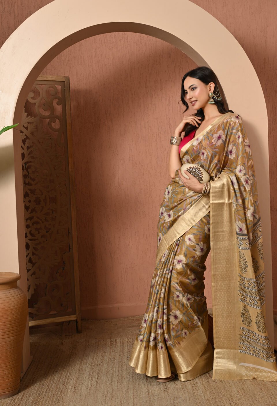 The "Main Character" Floral Chanderi Saree