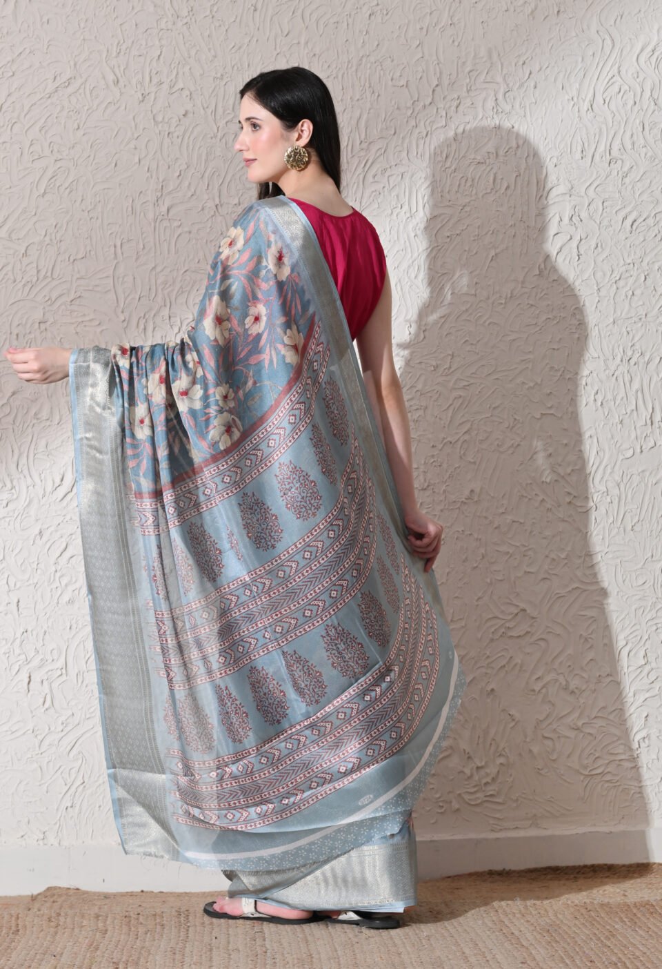 Blue Bloom Drip Saree Alternate