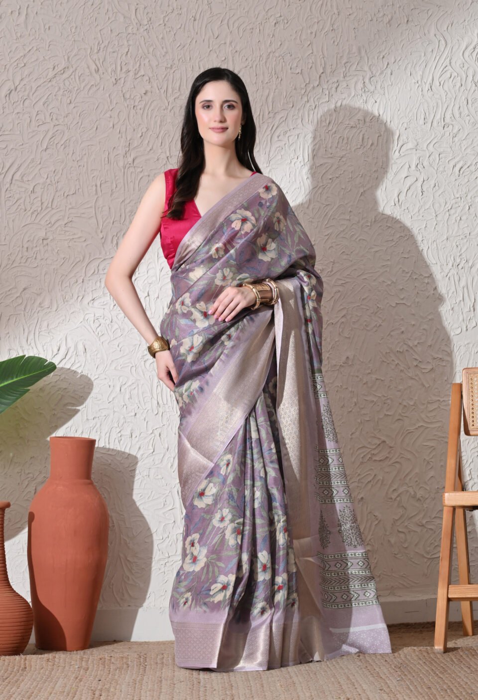 Lavender Bloom Banarasi Elegance Saree Alternate